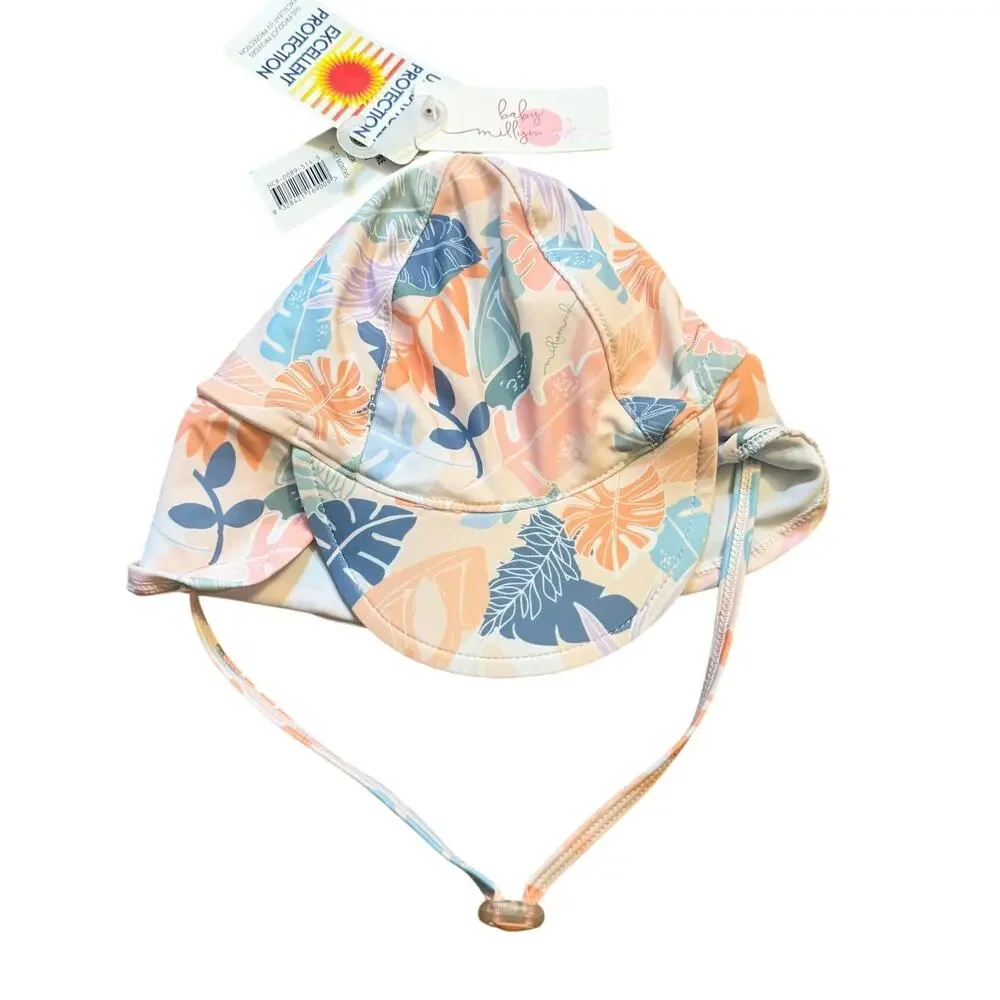 NWT Millymook Baby Girls Tropical Floral UPF 50+ Sun Hat Blush 0–12 Months